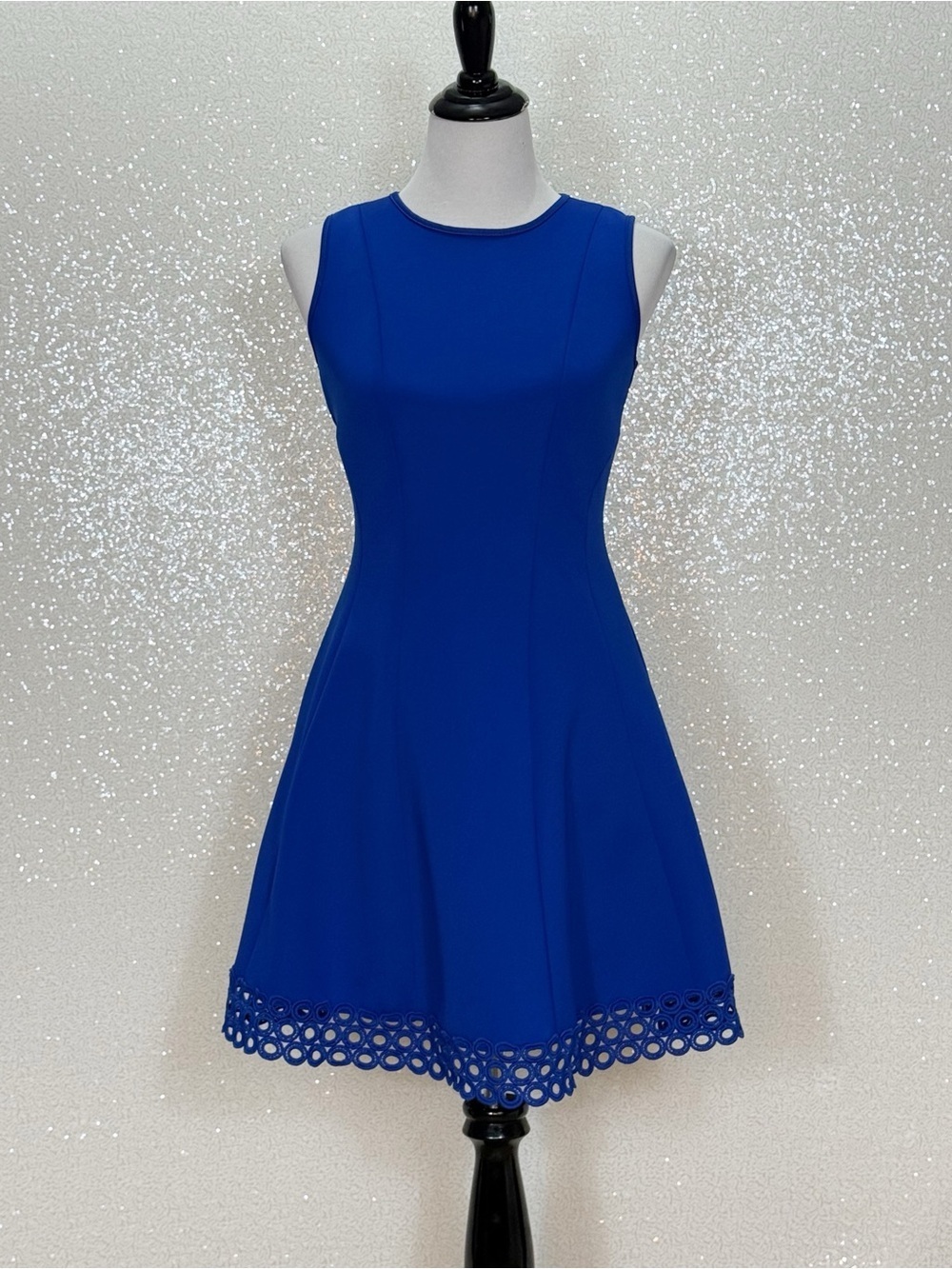 Donna Ricco New York Blue Fit & Flare Dress 8P Petite Sleeveless Skater Dress